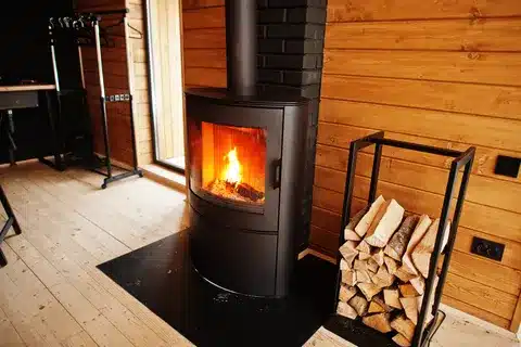 Gas fireplace being installed in Calgary home
