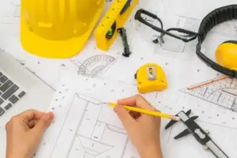 Gas line technician planning layout in Calgary home