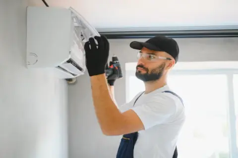 Central air conditioning system installation in Calgary home