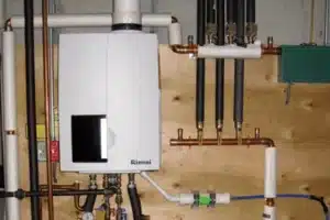 Navien high-efficiency boiler in Calgary home