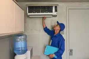 HVAC expert using software to calculate HVAC loads in Calgary