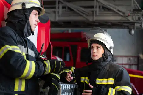 Instructor leading fire extinguisher training in Calgary