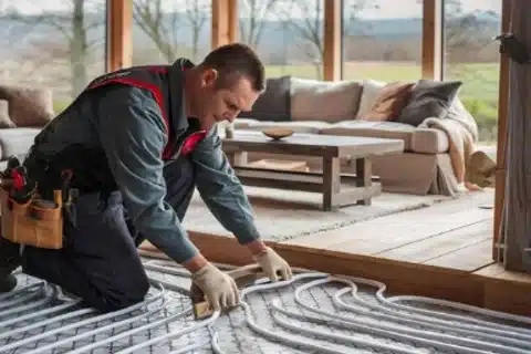 Infloor heating installation in Calgary
