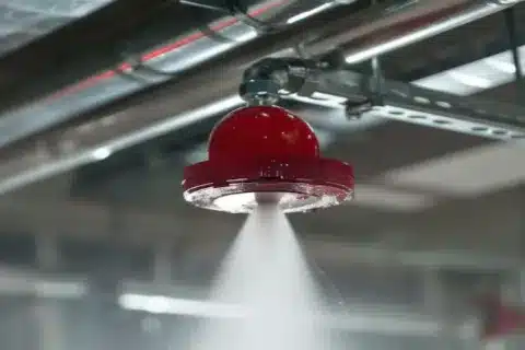 Certified technician performing sprinkler pressure test