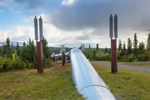 Trenching for underground gas line installation in Calgary