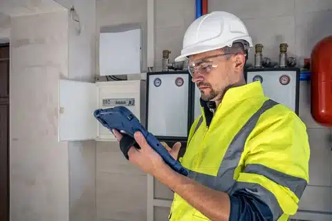 Gas safety inspection tools used by technician in Calgary