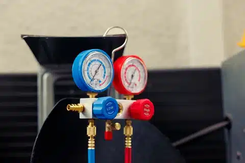 Gas fitter switching outdoor BBQ from propane to natural gas