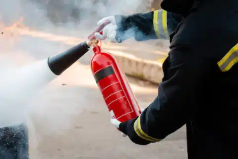 Sprinkler pipe undergoing hydrostatic pressure test