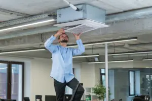 Office team working in clean ventilated environment in Calgary