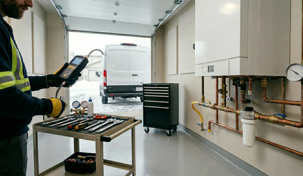 A clean and organized mechanical room featuring expert boiler repair and maintenance services in Calgary.